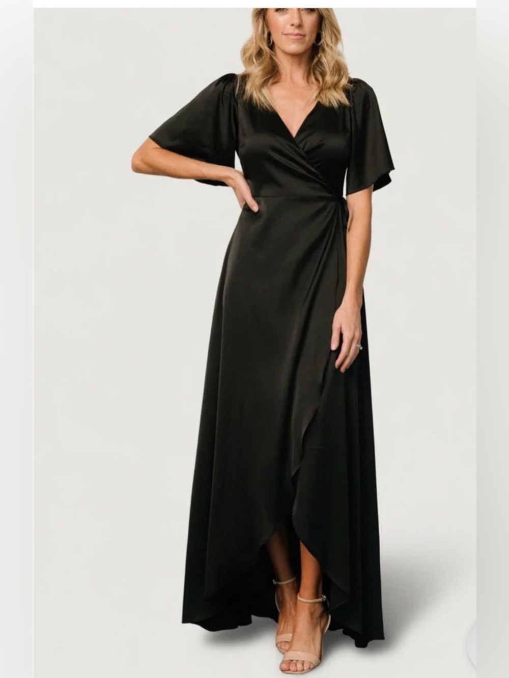 Baltic Born Black High-Low Wrap Maxi Dress